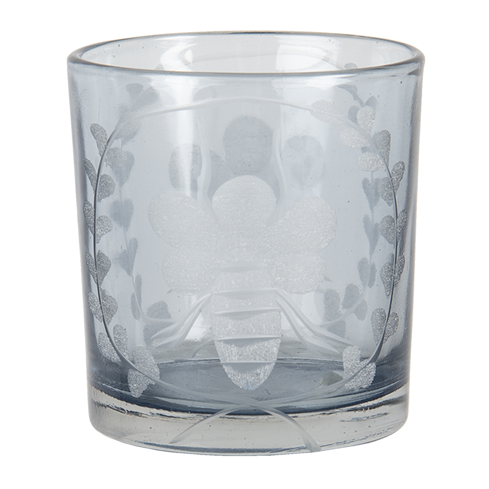 Glass Tea Light Houder Grey Ø 7x8 cm