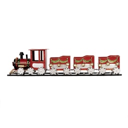 [5Y1299] Decorazione Treno Rosso 58x12x14 cm