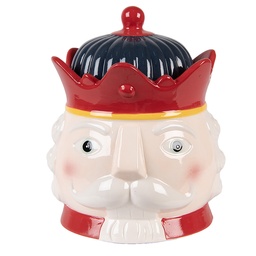 [6CE2266] Storage Jar with Lid Red White Ø 16x19 cm