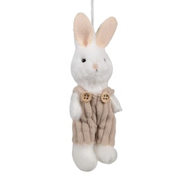 [65347] Decorative Hanger Rabbit White Brown 6x4x14 cm
