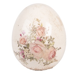 [6CE2207M] Decoration Egg Beige Pink Ø 10x12 cm