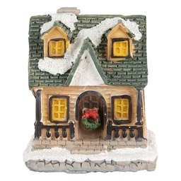 [6PR5735] Decoration House with LED Beige Green 5x5x6 cm