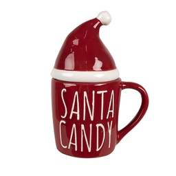 [6CEMU0155] Mug Avec Couvercle Rouge 12x9x17 cm / 300 ml