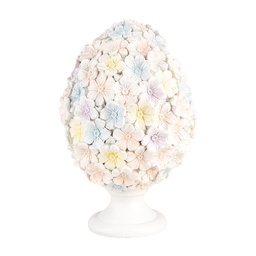 [6PR5214] Decoration Statue Egg White Pink Ø 12x19 cm