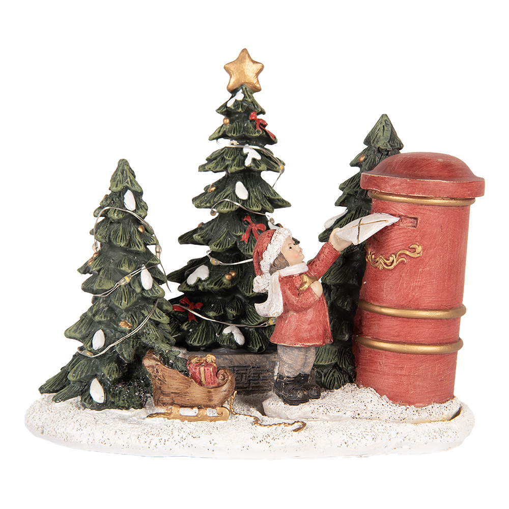 Décoration enfant à boîte aux lettres LED Rouge Vert 16x12x14 cm