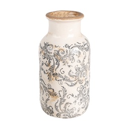 [6CE1927M] Vase Beige Gris Ø 14x26 cm