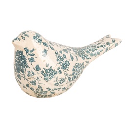 [6CE1950M] Decoration Bird Beige Green 22x9x12 cm