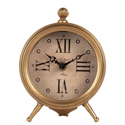 [6KL0837] Tischuhr Goldfarbig Beige 11x5x15 cm / 1xAA