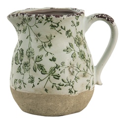 [6CE1386M] Decorative Pitcher Green, White 16x13x15 cm