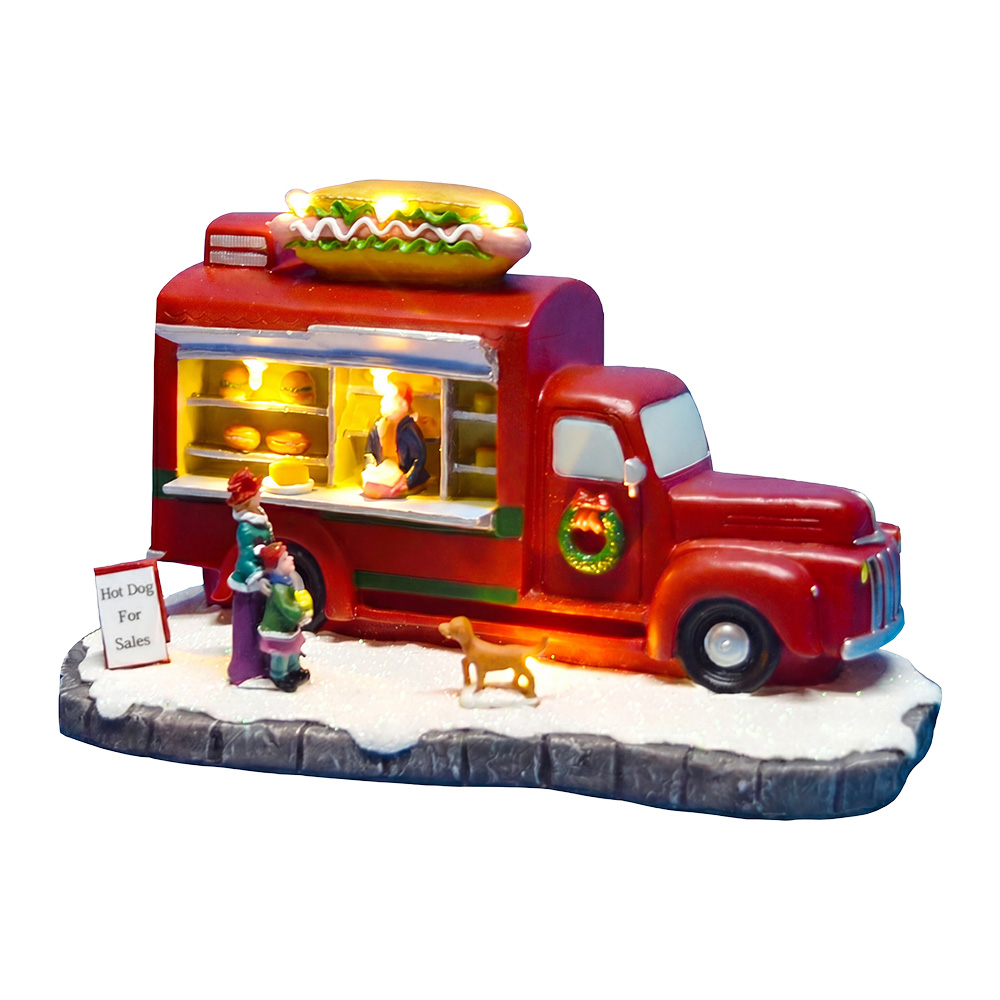 Modèle de décoration Foodtruck avec LED Rouge Blanc 22x13x14 cm / 3xAA