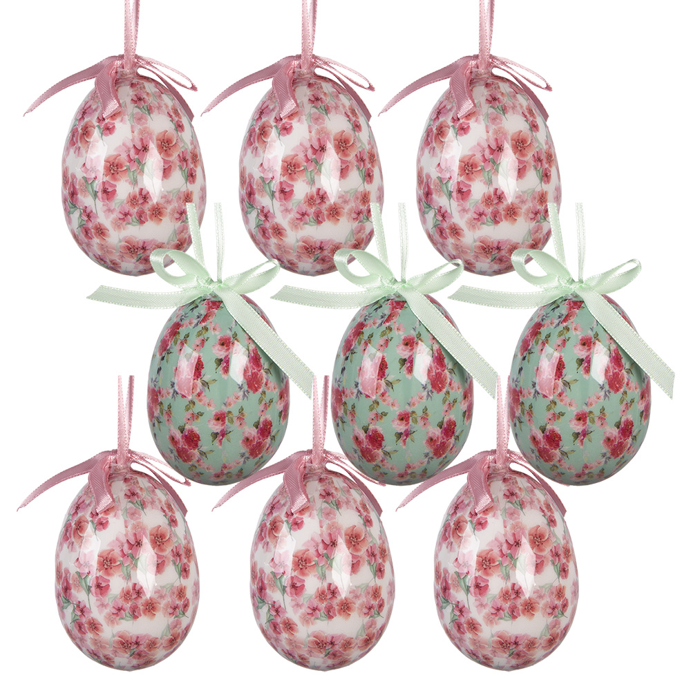 Decoratie hanger ei (set 9) Ø 5x8 cm