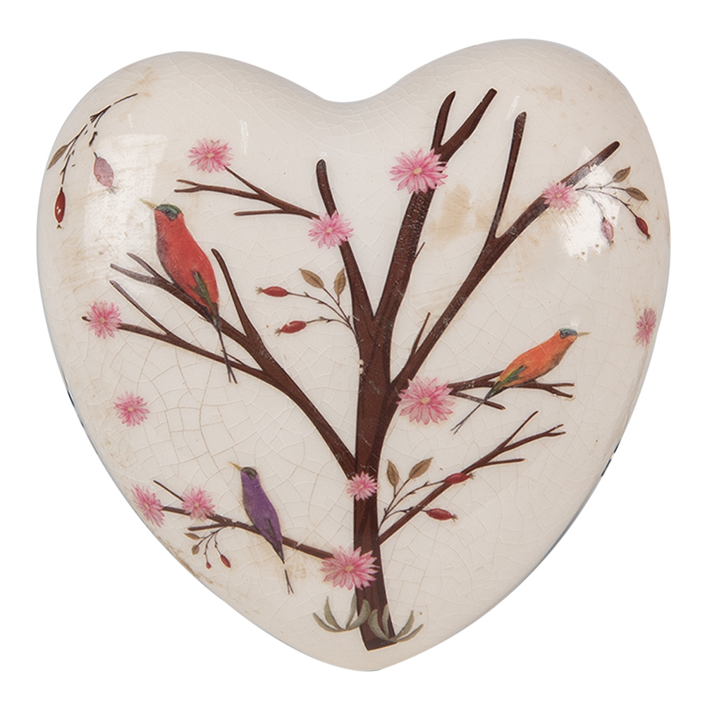 Deko Herz Beige Braun 12x12x4 cm