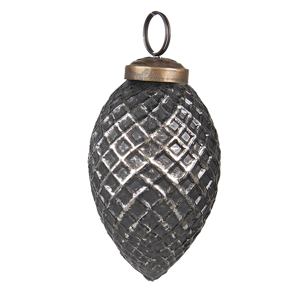 Boule de Noël Noir, Argent Ø 4x7 cm