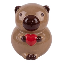 [6CE2460] Money-box Bear Brown Red 13x13x15 cm