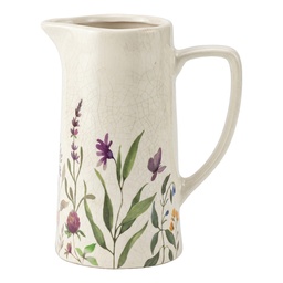 [6CE2438L] Decorative Pitcher Beige Green 21x14x26 cm