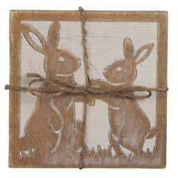 [6H2071] Untersetzer für Gläser 4er Set Braun 10x10 cm