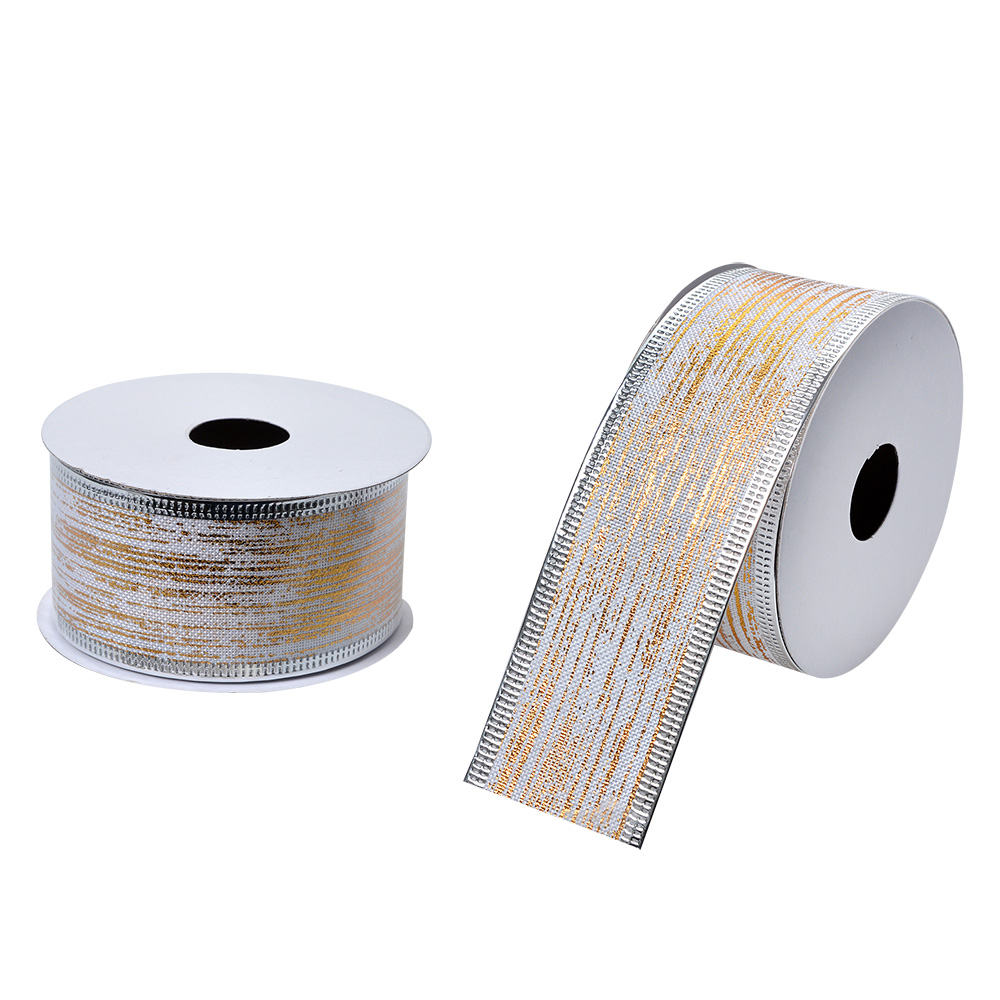 Schleife Weiß Goldfarbig 3.8 cm x 2.7 m