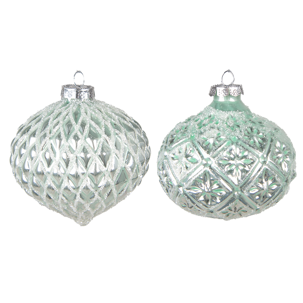 Boule de Noël Vert Argent Ø 10x10 cm (set 2)