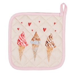 [FAS45] Topflappen Beige Rosa 20x20 cm