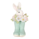 Décoration Lapin dans une bottes Blanc Bleu 9x9x15 cm