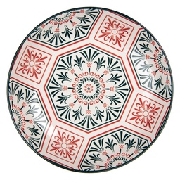 [6CEDP0164] Crockery Breakfast Plates White Red Ø 21x3 cm