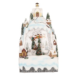 [6PR6179] Snow globe with LED White Green 15x9x27 cm / 3xAA