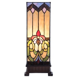 [5LL-5907] Tiffany Tischlampe Beige, Blau 17x17x44 cm E27/max 1x40W