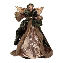 [65626] Image de décoration ange Marron Vert 18x14x28 cm