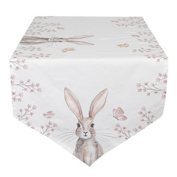 [REB65] Chemin de table Blanc, Marron 50x160 cm