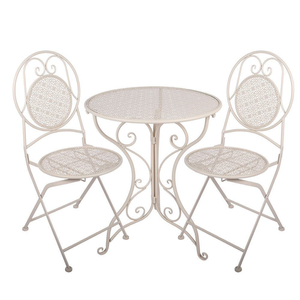 Bistroset Bistrotisch Bistrostühle (3-tlg.) Weiß Ø 60x74 / 50x40x92 cm (2)