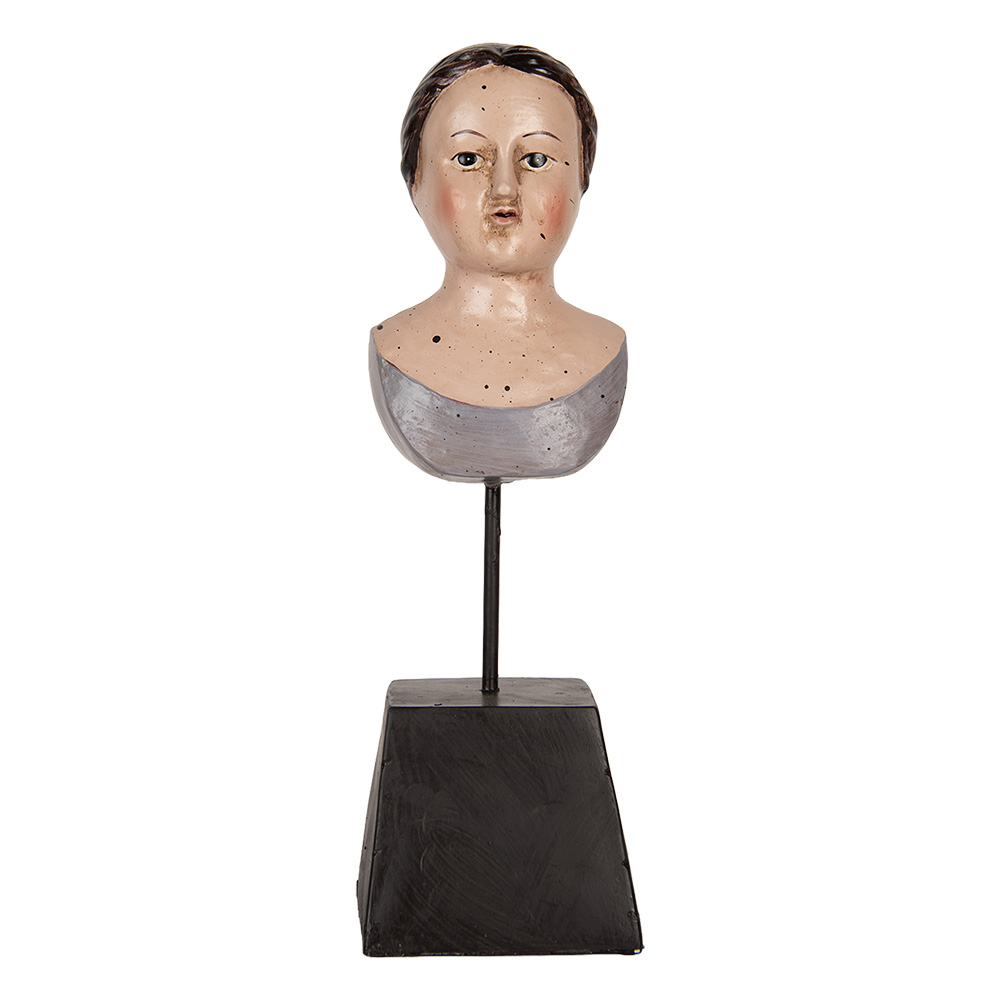 Decoration Bust Woman Beige Brown 11x11x34 cm