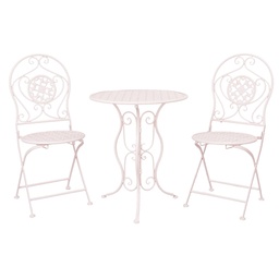 [5Y0189] Ensemble Bistro Chaise Bistro (ensemble de 3 pièces) Blanc Ø 60x70 / 40x40x92 cm (2)