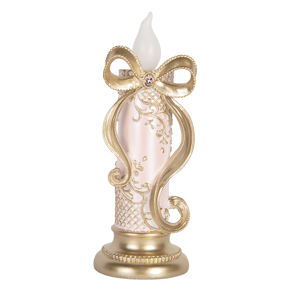 Bougie de décoration avec LED Couleur or Rose 10x10x25 cm / 2xAAA