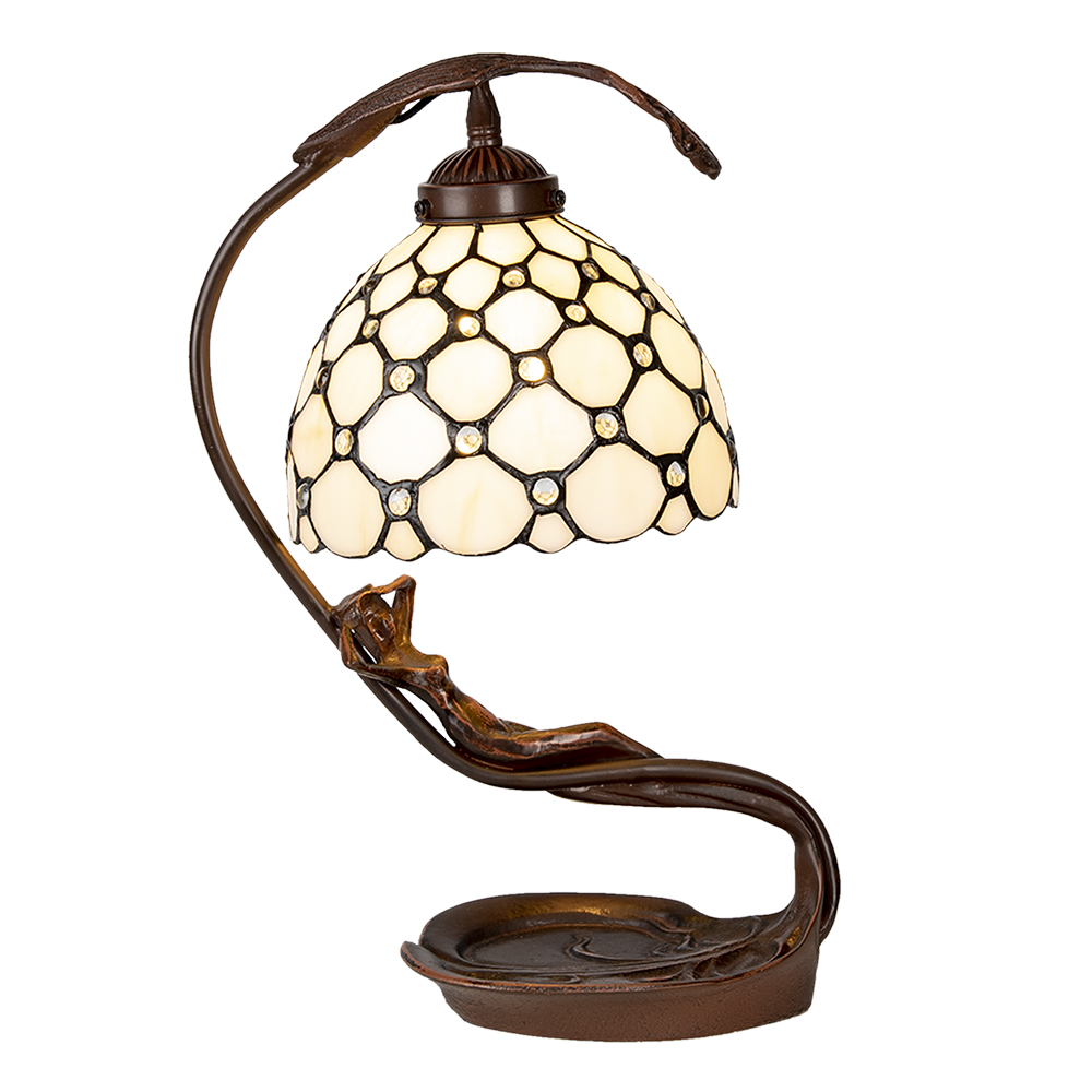 Tiffany Tischlampe Beige 28x20x41 cm E14/max 1x25W