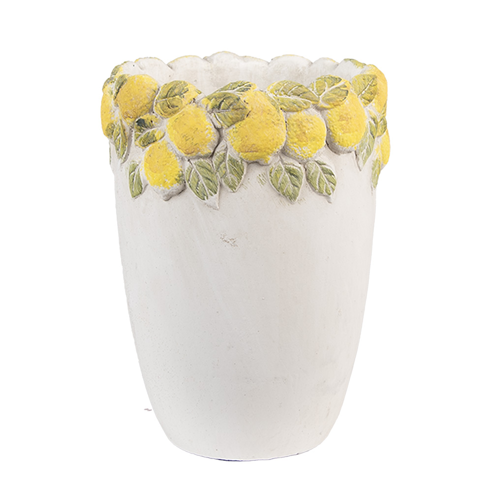 Vaso Porta Pianta Bianco Giallo Ø 13x17 cm