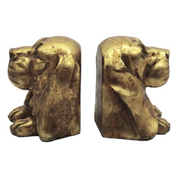 [6PR6461] Bookends Set of 2 Dog Gold 24x13x19 cm