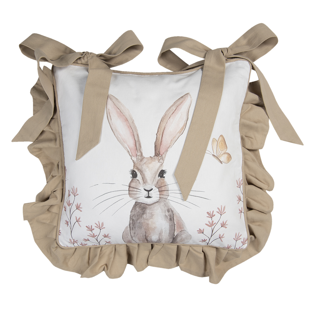 Federa Cuscino per Sedia Bianco, Marrone 40x40 cm