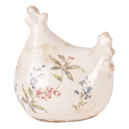 [6CE2408] Decorazione Gallina Beige Rosa 12x11x13 cm