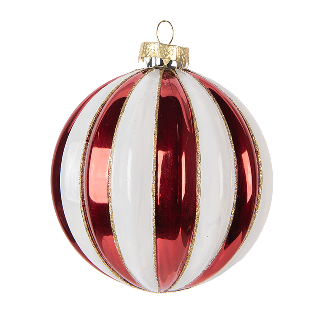 Boule de Noël Rouge Blanc Ø 10x11 cm