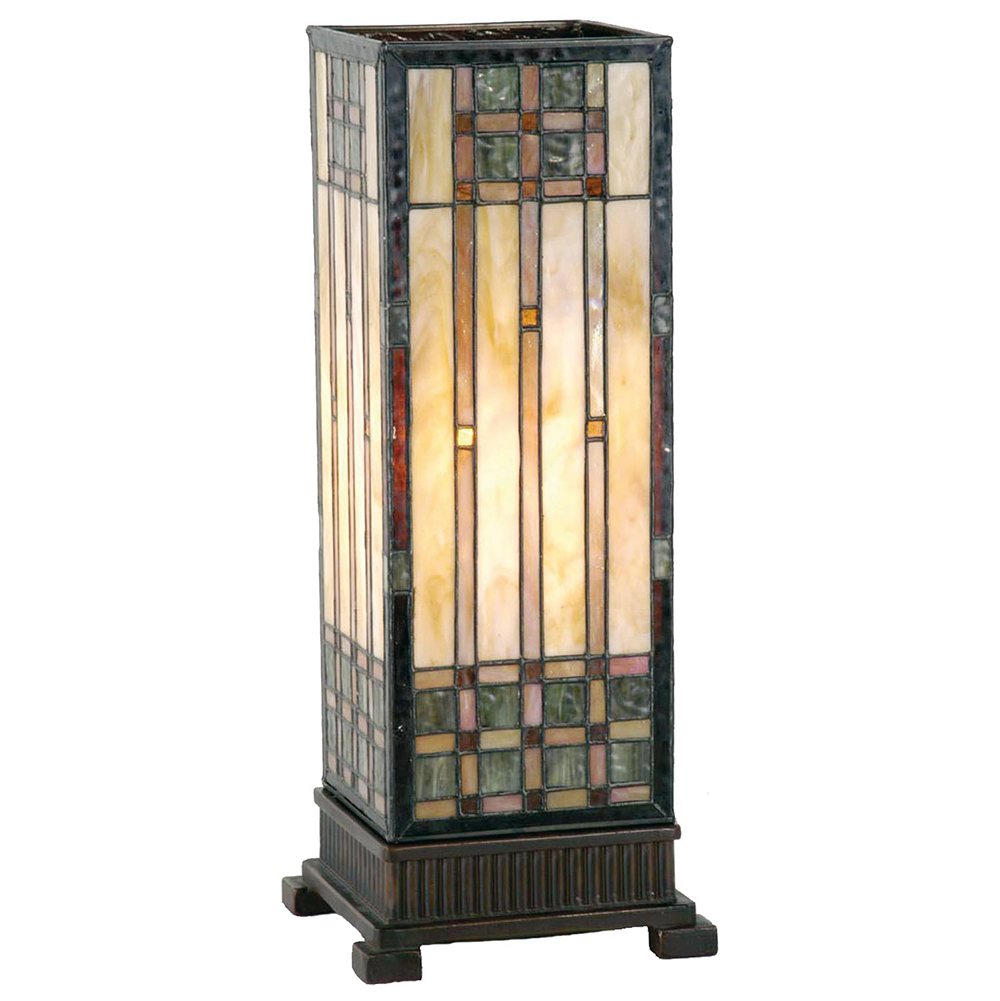Tiffany Tischlampe Beige ,Braun 18x18x45 cm E27/max 1x60W