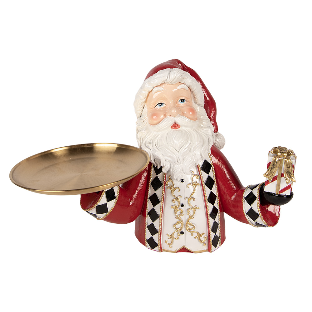 Weihnachtsdeko Weihnachtsmann mit Schale Rot Goldfarbig 35x22x25 cm
