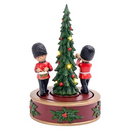 [6PR6495] Musicbox Christmas Tree with LED Green Red Ø 17x27 cm / 3xAA