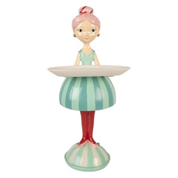[6PR5795] Decoration Child with bowl Blue White 18x16x38 cm