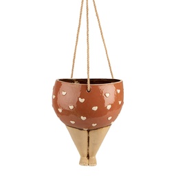 [6CE1863] Flower Pot Inside Pink Beige 17x15x20 cm