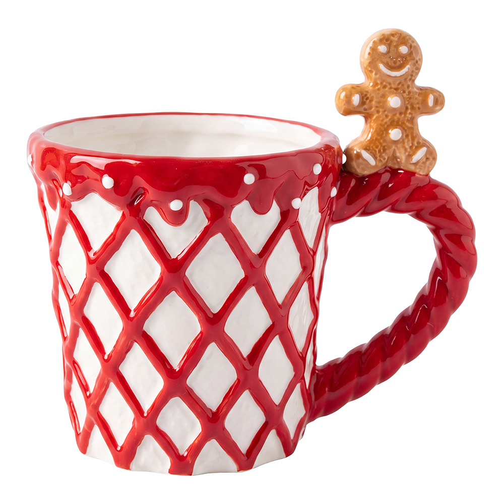 Mug White Red 14x10x13 cm / 350 ml