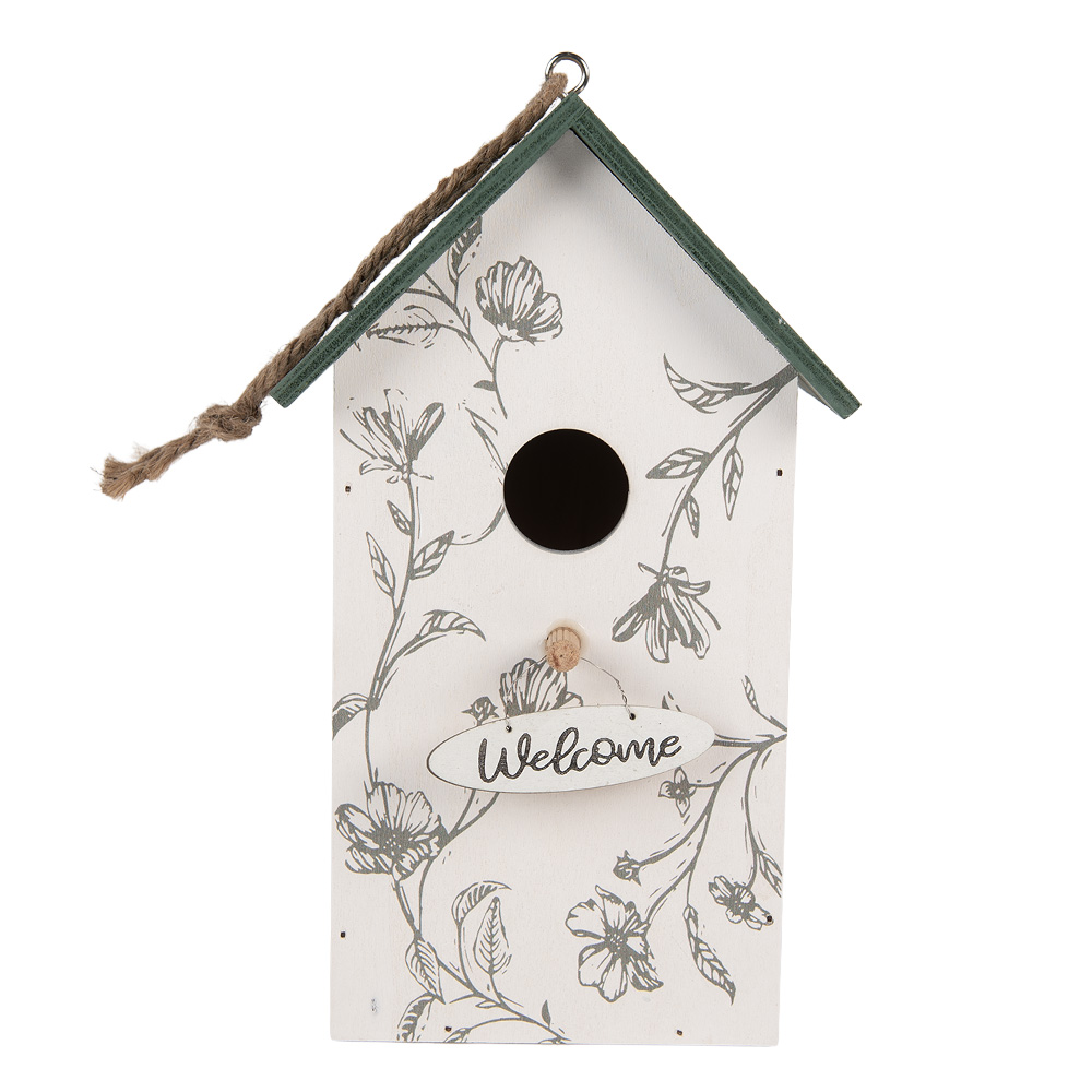 Birdhouse White Green 15x10x22 cm