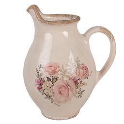 [6CE2236S] Dekorativer Krug Beige Rosa 16x12x19 cm