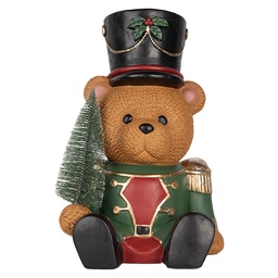 [6MG0153] Decoration Bear Brown Green 25x25x38 cm