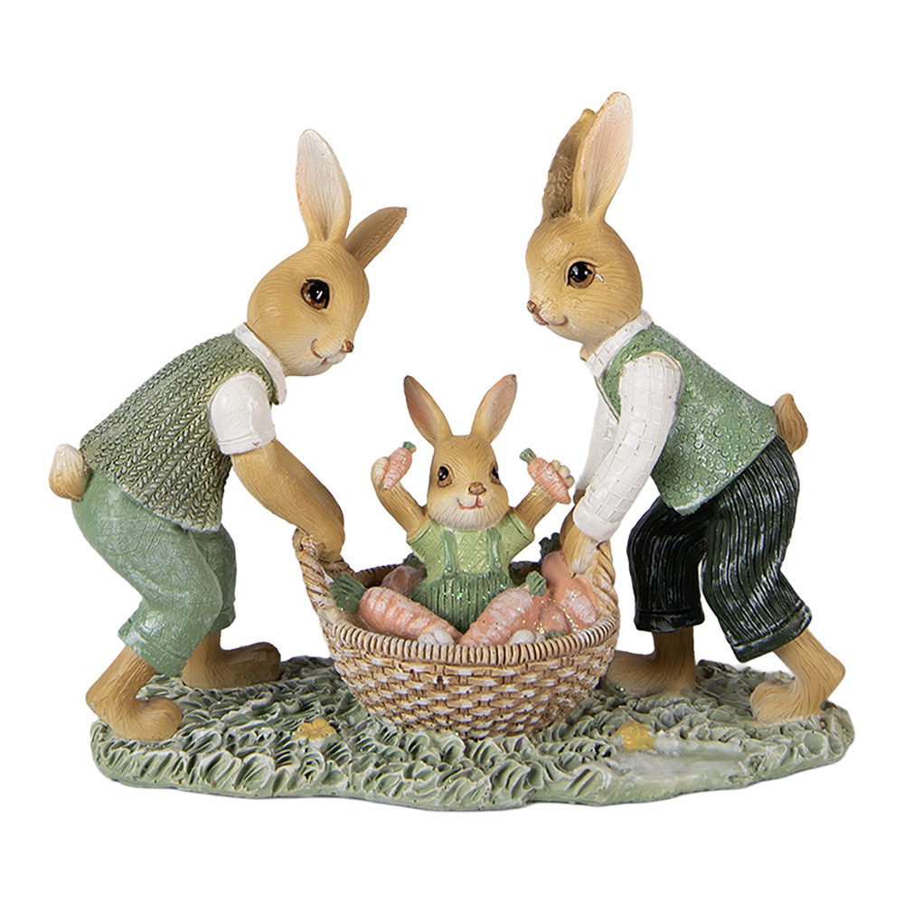 Décoration Lapins Marron Vert 17x7x14 cm