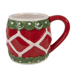 [6CEMU0208] Mug Red Green 13x10x9 cm / 375 ml